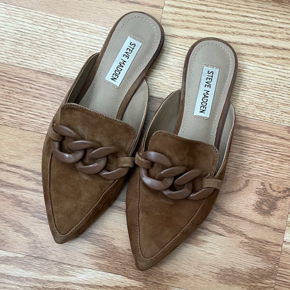 Steve Madden Tan Chain Detail Mules